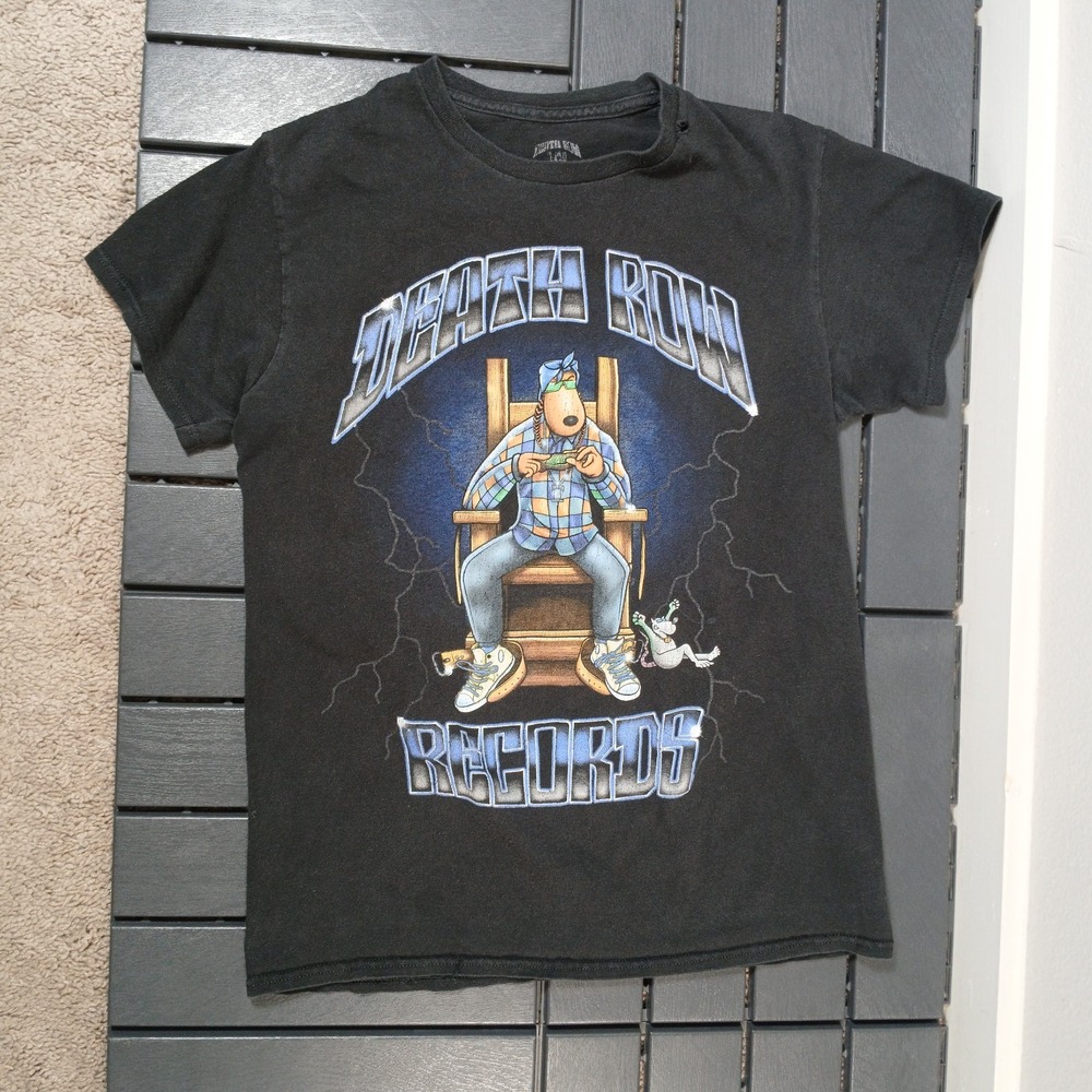 Death Row Records T-Shirt Men's S Black Ripple Music Graphic Tee Short Slv AB107